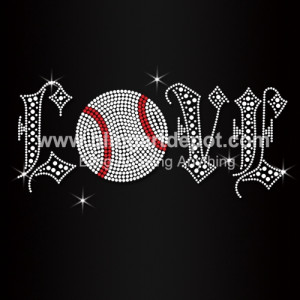 Love Baseball Rhinestone Iron On Transfers Love Baseball Rhinestone Iron On Transfers